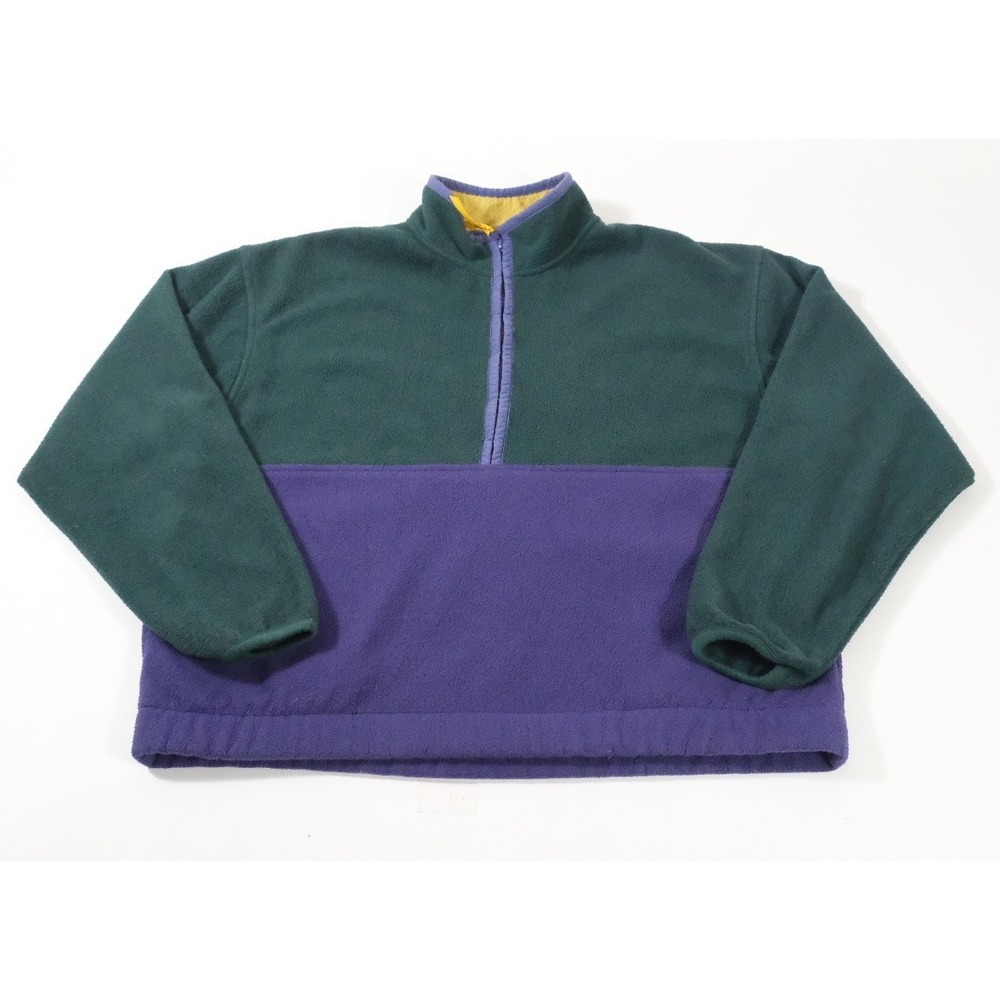 Gap Fleece Pullover Mens S Green Arctic Light Colorblock Quarter Zip Vintage Y2K
